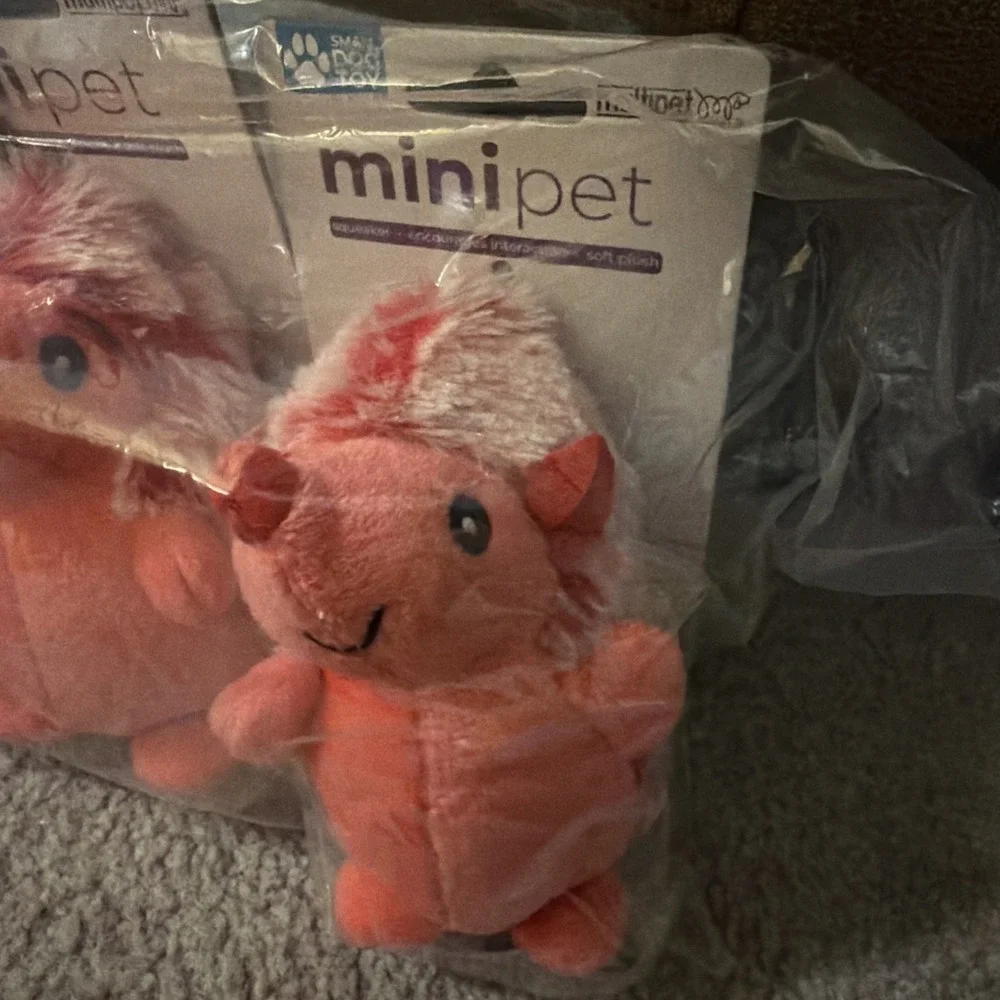 3 Pack Multipet Mini Pet Hedgehog Red Dog Toy Squeaky Plush Small Dog